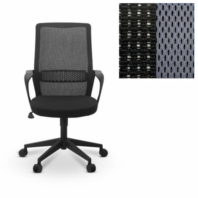 Офисное кресло для персонала Юнитекс Space сетка YM/ткань TW черная/серая