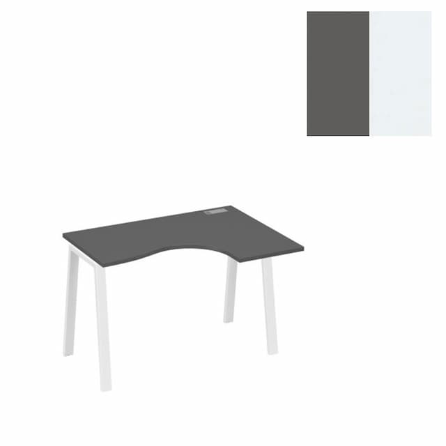 Стол эргономичный правый Юнитекс А4 "Классика" на металлокаркасе TRE А4 Б3 032 АР (120x90x75) антрацит премиум/металлокаркас белый