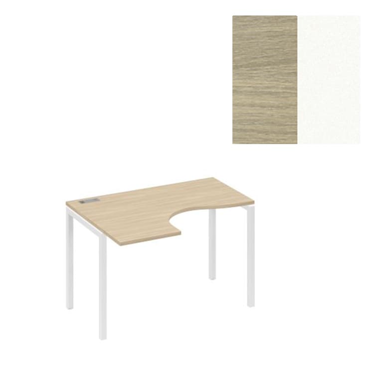 Стол эргономичный левый Юнитекс А4 "Классика" на металлокаркасе DUE А4 Б2 031 ДК (120x90x75) дуб скандинавский/металлокаркас белый