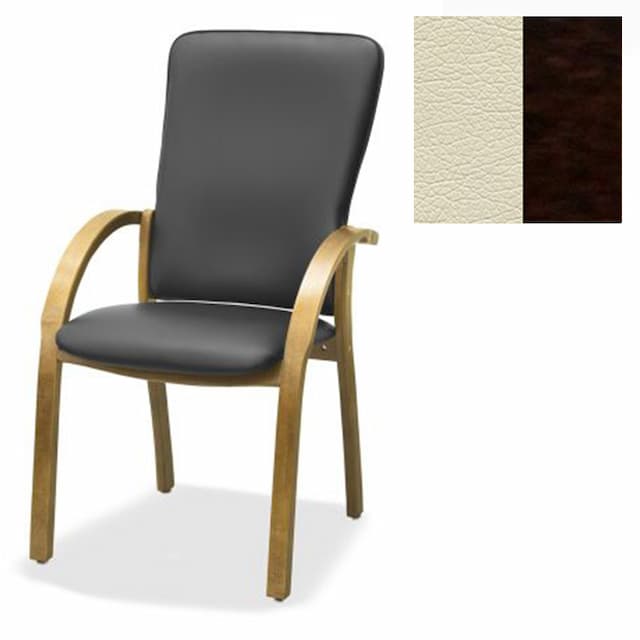 Стул Юнитекс Джуно комфорт экокожа премиум светло-бежевая CN1112/дерево-венге