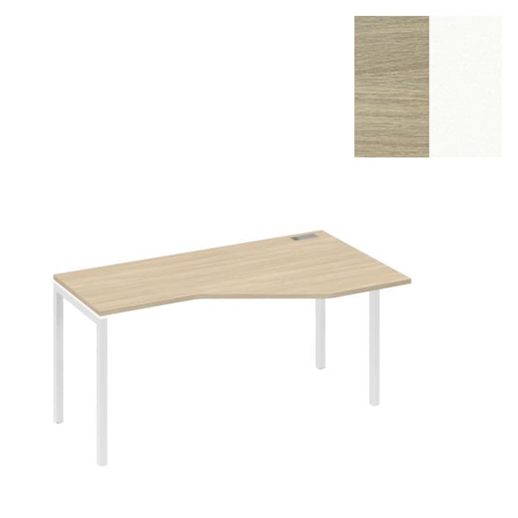 Стол эргономичный правый Юнитекс А4 "Техно" на металлокаркасе DUE А4 Б2 056 ДК (160x90x75) дуб скандинавский/металлокаркас белый