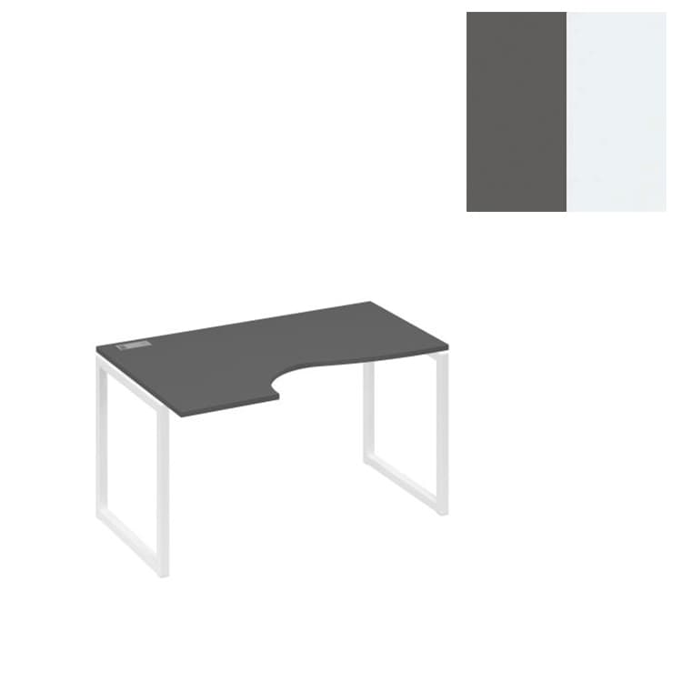 Стол эргономичный левый Юнитекс А4 "Классика" на металлокаркасе QUATTRO А4 Б4 043 АР (140x90x75) антрацит премиум/металлокаркас белый