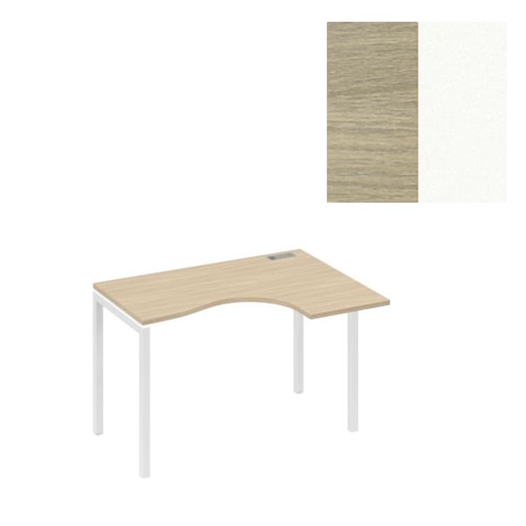 Стол эргономичный правый Юнитекс А4 "Классика" на металлокаркасе DUE А4 Б2 032 ДК (120x90x75) дуб скандинавский/металлокаркас белый