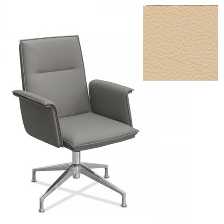 Кресло Юнитекс Лео натуральная кожа с компаньоном бежевая