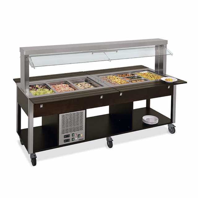 Стол Шведский комбинированный (защитное стекло подвижное) MetalCarrelli 6920.5F3M-R (дуб)