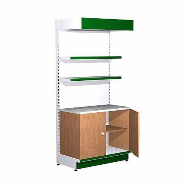 Стеллаж торговый с тумбой Русь MAGMA СК 100 с фризом