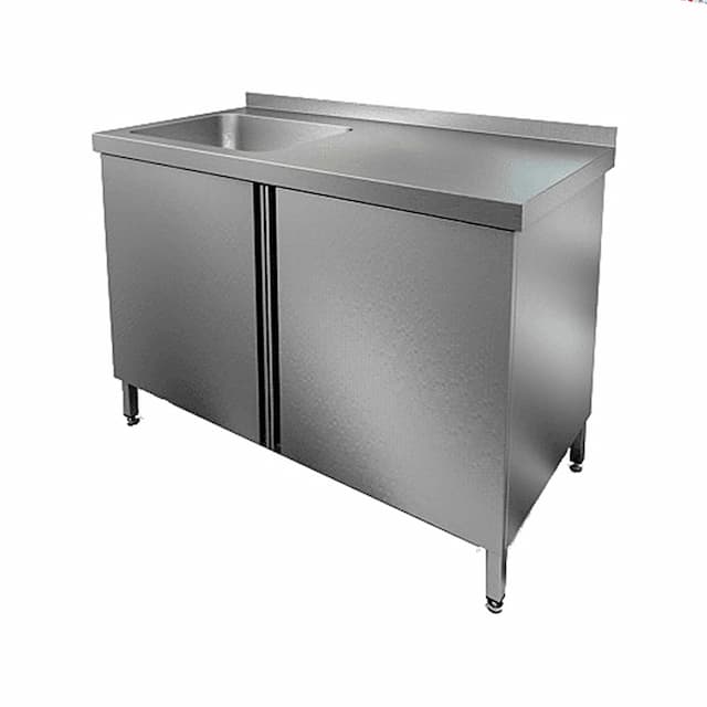 Стол нержавеющий с распашными дверцами и моечной ванной Hicold НСЗ1М-11/6БЛ